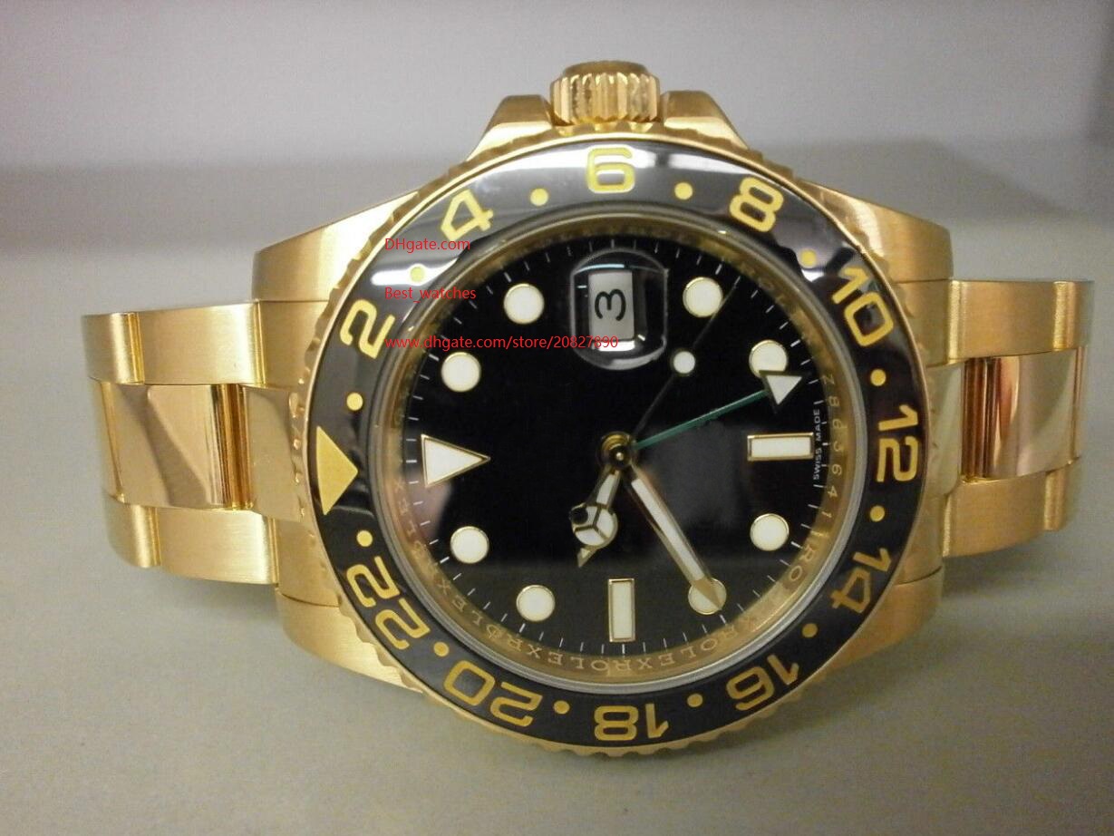 

Top quality Wristwatches Sapphire Ceramic Bezel Gold GMT 116718 Black Dial Asia 2813 Movement Automatic Mechanical Mens Watch Watches, Slivery;brown