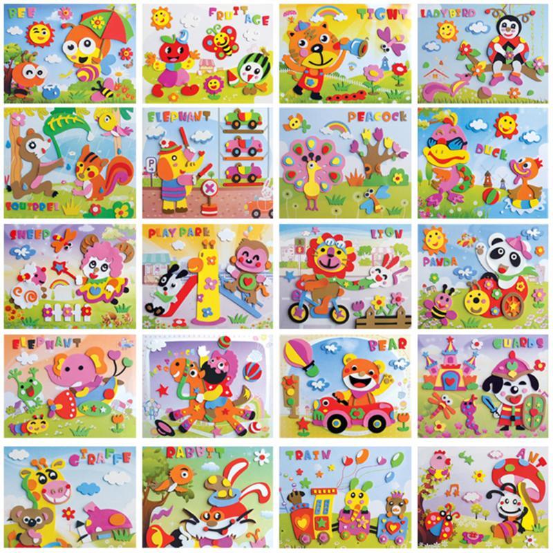 Kids Toys DIY EVA Foam Cartoon Animal Pattern Sticker Personal Handwork Puzzle Paper Board Developing Toys Educational Toys-image-428077330