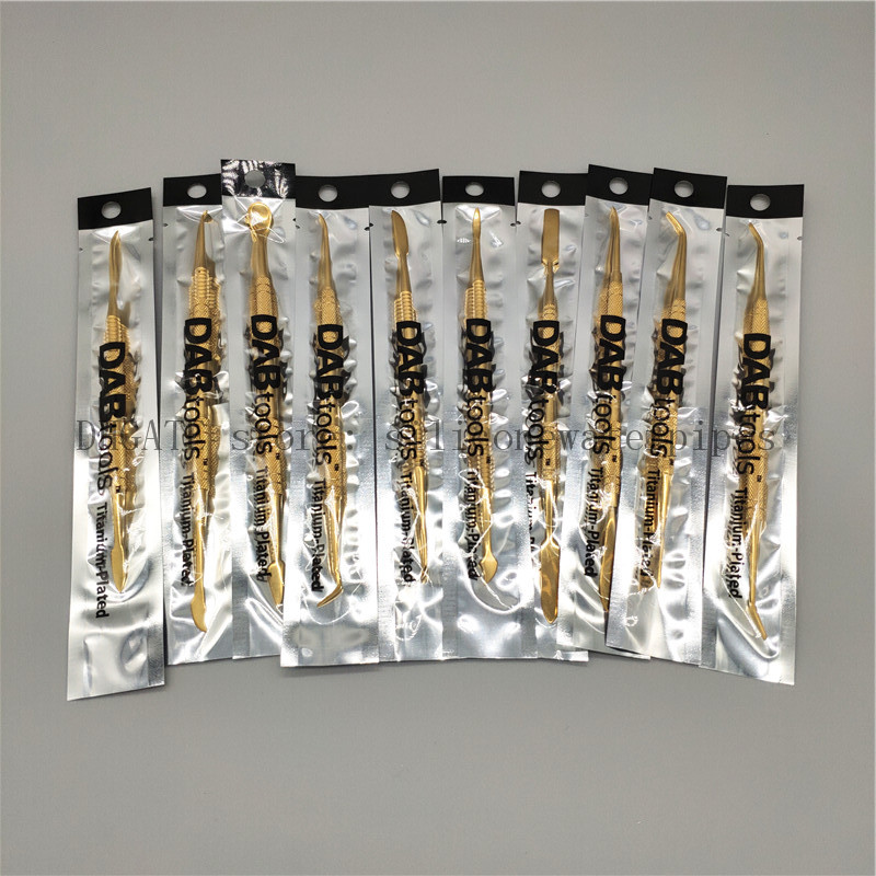 

dab nail titanium dab tool 10 Piece 7 Inch Titanium Plated 10 Style Gold Color For Glass Bongs Water Pipes Quartz Banger Nails