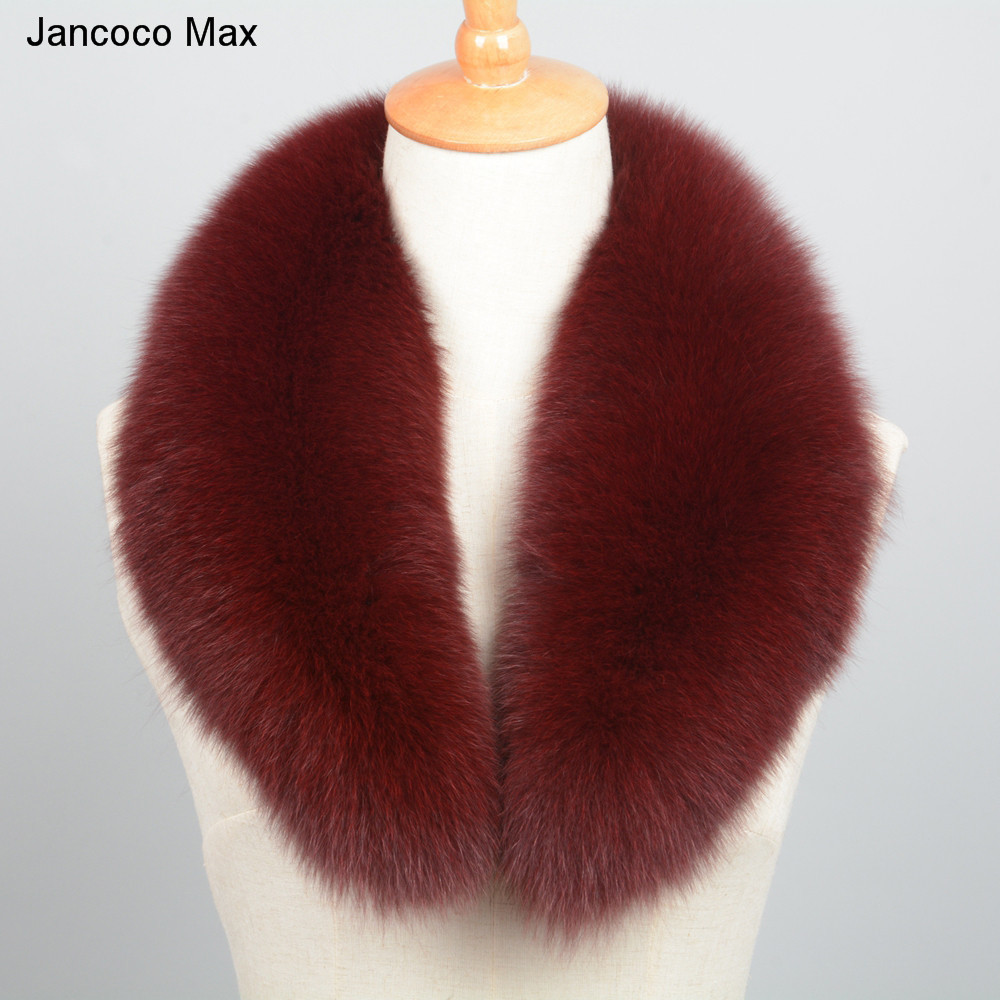 Jancoco Max 2018 New Long Real Fox Fur Collar Scarf Women & Men Spring Winter Warm Solid Jacket Coat Shawls Lining 75cm S7102 Y18102010