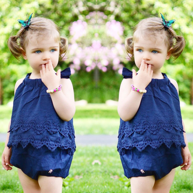 

Baby Girls Lace flower Romper Newborn Sleeveless Lace Bodysuit Summer Cute Bebes Jumpsuit Outfit Body Clothes, Pink