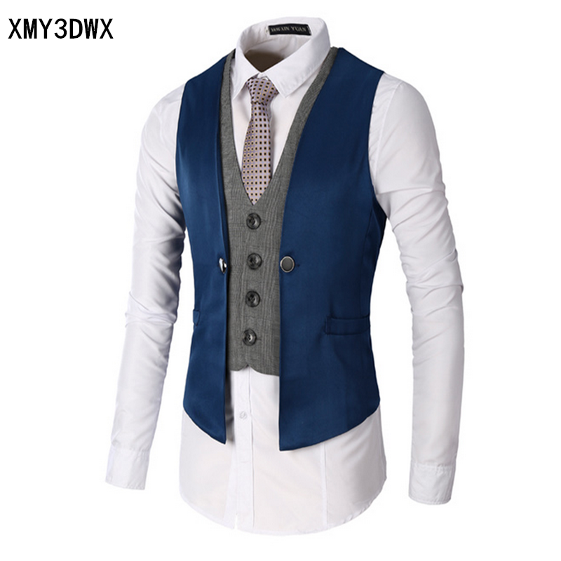 

2017 New Dress Vests For Men Slim Fit Mens Suit Vest Male Waistcoat Gilet Homme Casual Sleeveless Formal Business Jacket, Black