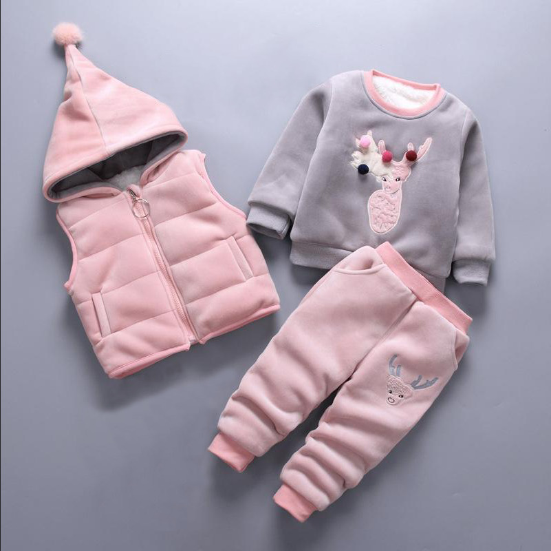Vêtements pour enfants Ensembles de vêtements pour bébés costume de vêtements pour bébé Spring Automne automne chaud à capuche chaude 3pcs gilet