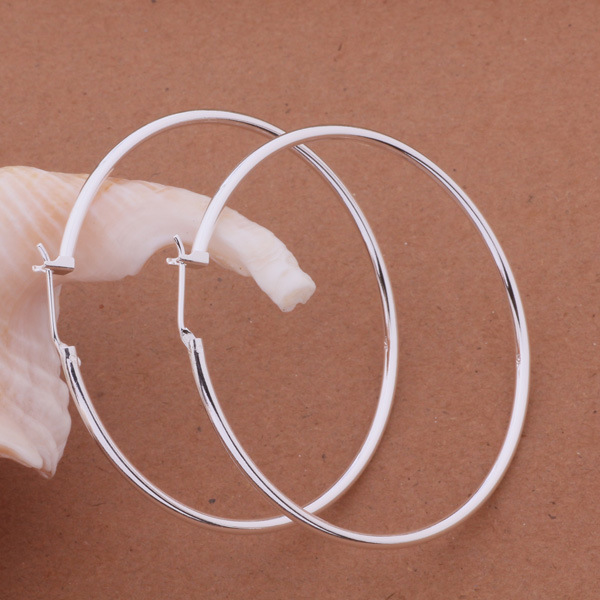 

High quality 925 sterling silver hoop earrings large 5cm diameter fashion party jewelry pretty cute Christmas gift, Golden;silver