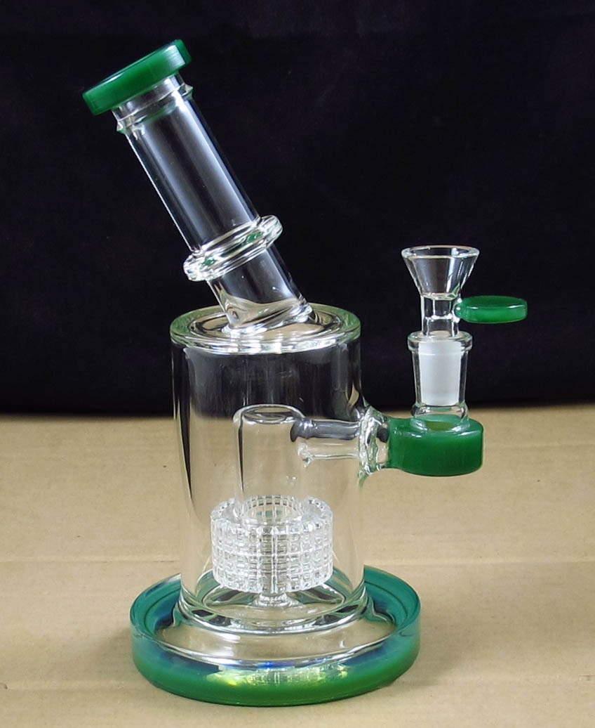 

8 inch lime green drum perc Glass bong tobacco smoke water bongs smoking bubbler pipe sxh-023