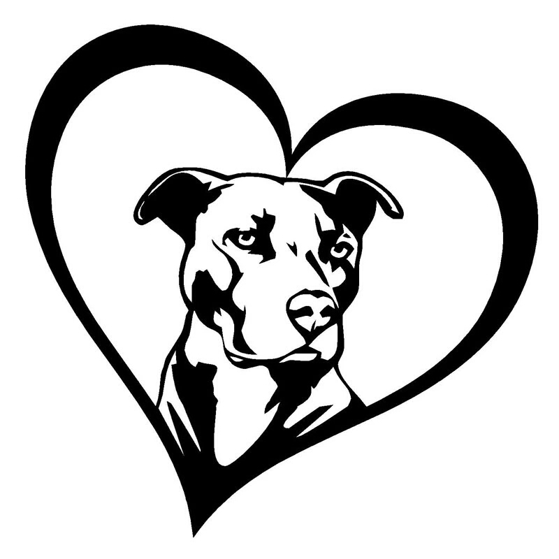 

15.2*15.2CM pitbull heart animal car sticker decal CA-112, Silver