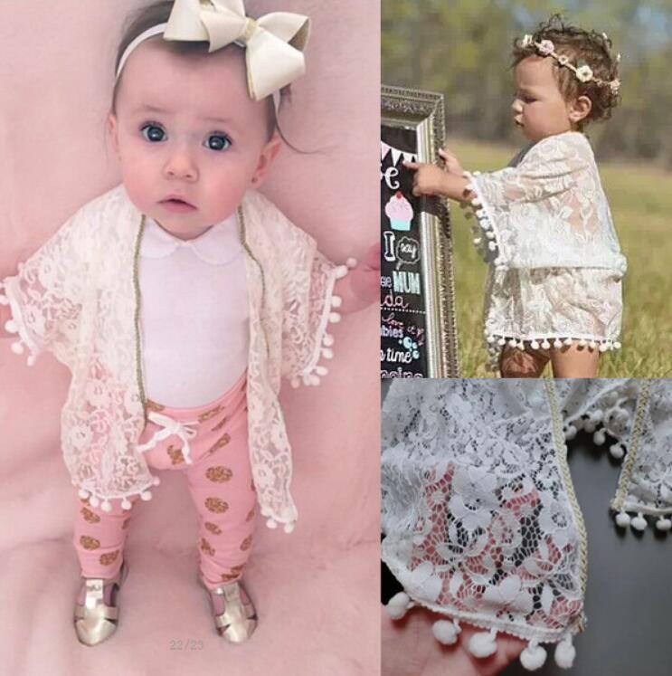 

Summer Girls Jackets Casual Lace Outerwear for Girls Fashion White Kids Sunscreen Clothing Kids Baby Girls Clothes, Beige