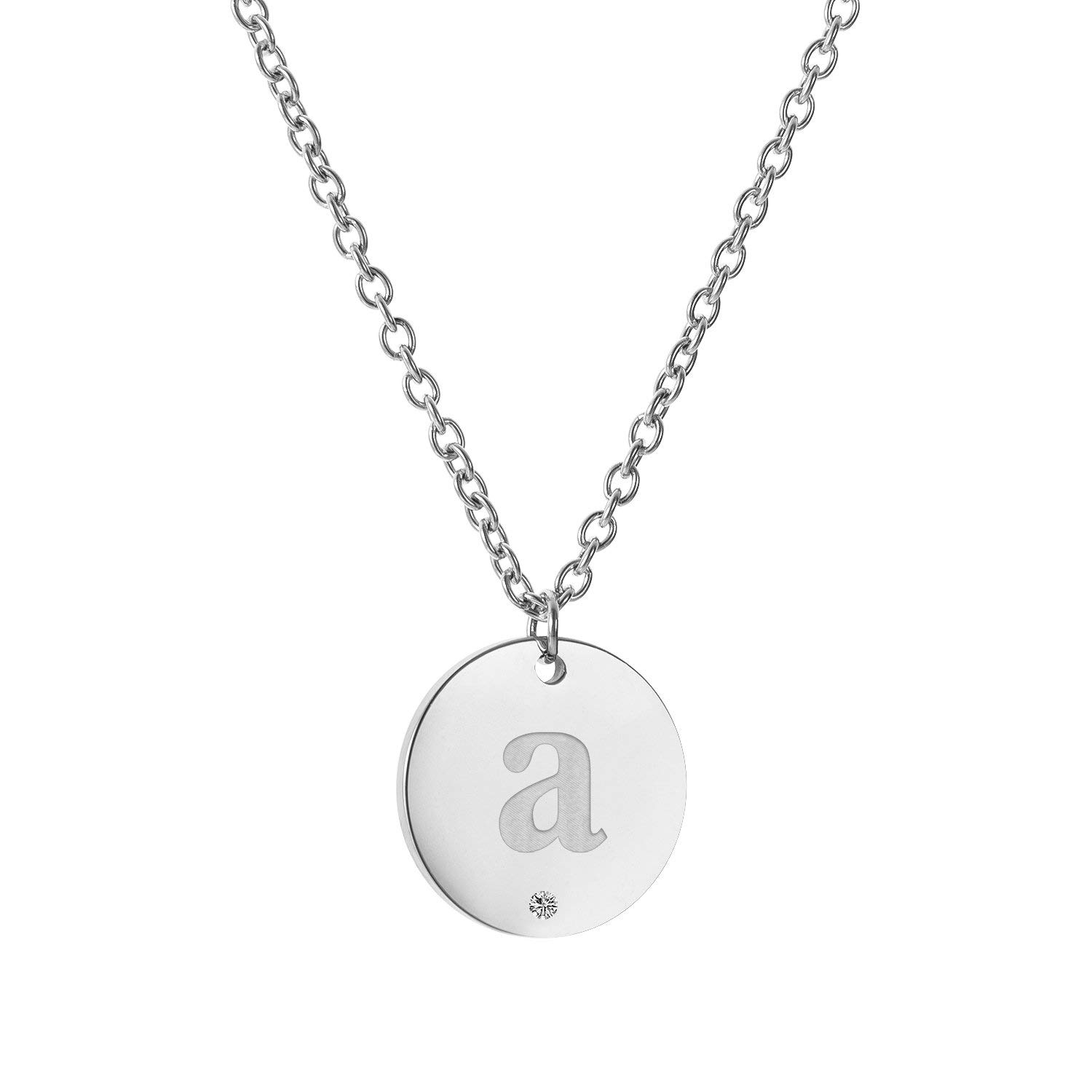 Brillant Argent Inoxydable Initiale Initial Graver Lettre Disque Collier avec Cristal Bijoux pour les Femmes A à Z déclaration Choker Cadeau NL26