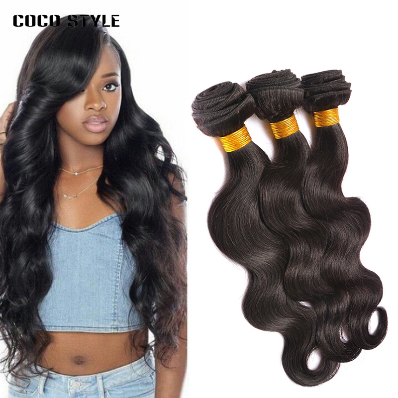 

3 Bundles Brazilian Body Wave Double Weft Human Hair Bundles Natural Color Non-remy Hair Weave Bundles