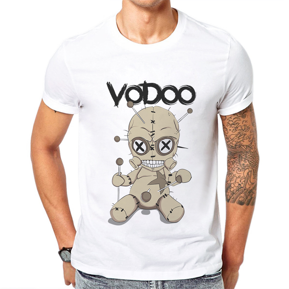 

Voodoo Funny Design T-Shirt For Men Short-Sleeve Trend Cartoon Men's Clothes Mens T Shirts 100 Cotton O-Neck Hombre Camisetas, White;black