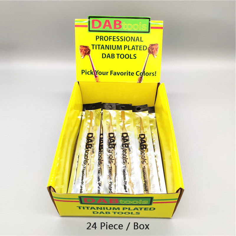 

24 Piece/Box 10 Style 7 Inch Titanium Plated Dab tools Box Gold For Glass Bongs Water Pipes Quartz Banger