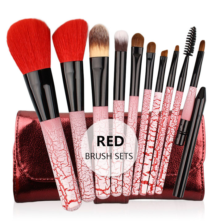

New Arrival Ismine 10Pcs Cosmetic Brush Makeup Brush Set Blush Eyeshadow Brush Kit free shipping