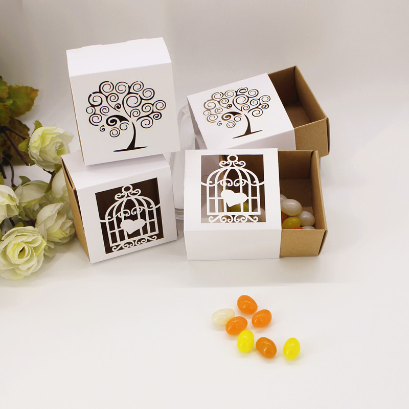 

Wedding Favors Boxes Laser Hollowed Out Candy Box Birdcage Or Love Tree Creative Paper Gifts Boxes Baby Shower Party Decoration, As shown