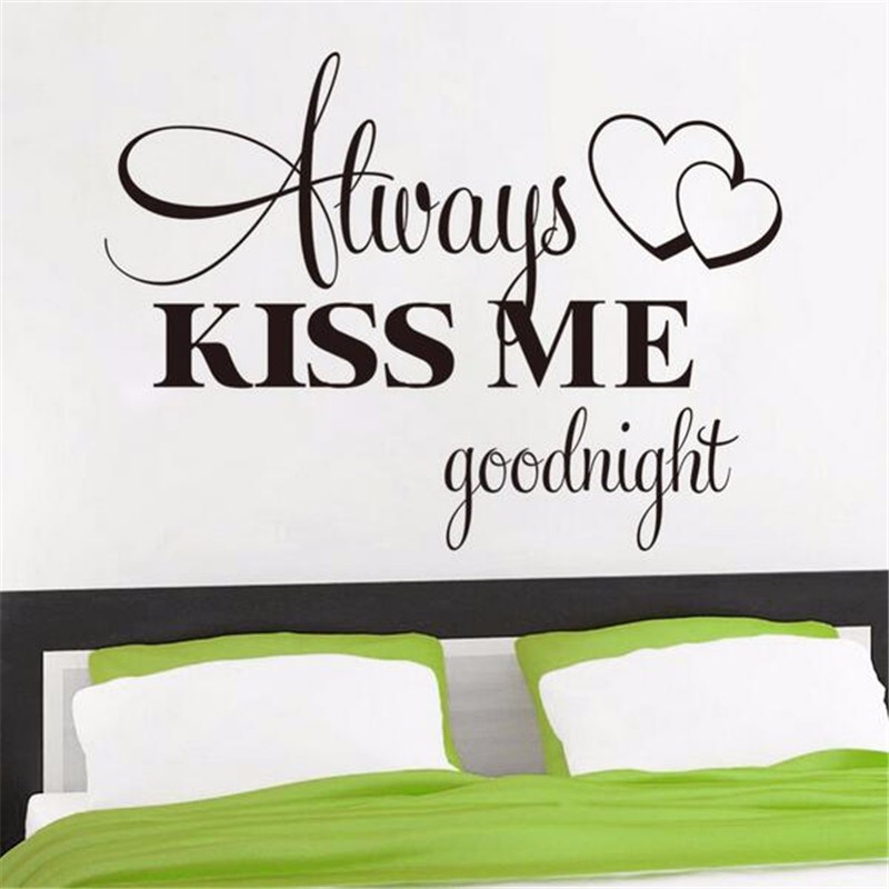 Siempre Kiss me goodnight hogar familiar Habitación Citar Calcomanía Pared Pegatina de vinilo negro S