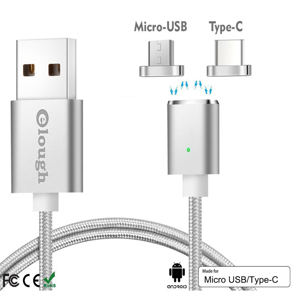 

Magnetic Type-C Micro USB LED Fast Charging Charger Cable Wire Data Sync Charger Adapter for Samsung Sony Android, Red