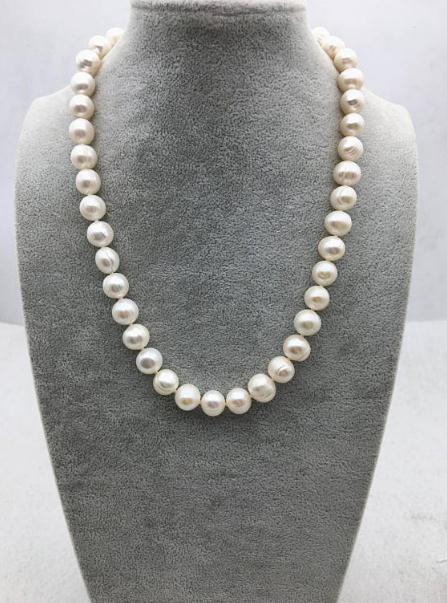 

Handmade Wedding Pearl Jewellery,18inches 10-11mm White color Natural Freshwater Pearl Necklace,Happiness Love Women Gift