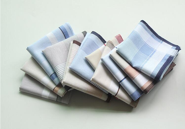 

Freeshipping 10pcs Square Stripe Handkerchiefs 40cm *40cm Men Classic Pattern Pocket Hanky cotton Plaid Handerchief