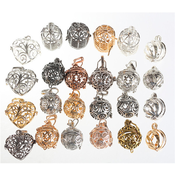 

Rhinestone Harmony Bird Cage Ball Caller Hollow Pendant For Pregnant Women Aromatherapy Essential Oil Locket Jewelry 20PCS