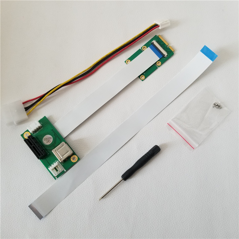Laptop Mini PCI-E to Desktop PCI-E 1X Adapter Converter Riser Card Ribbon Cable for External GPU Graphics Video Card EXP GDC-image-767350199