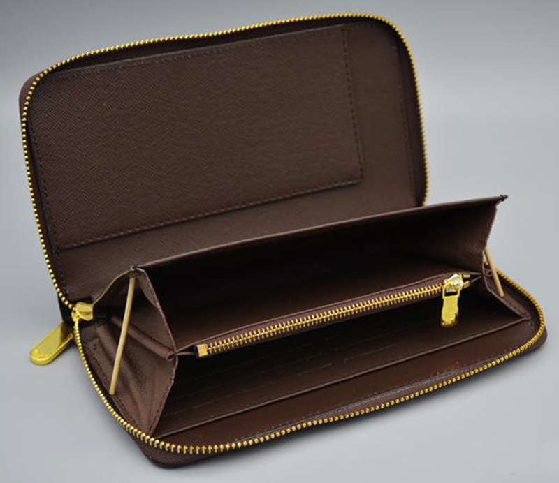 

Wholesale classic standard wallet fashion leather long purse moneybag zipper pouch coin pocket date code note compartment clutch 60003, White check