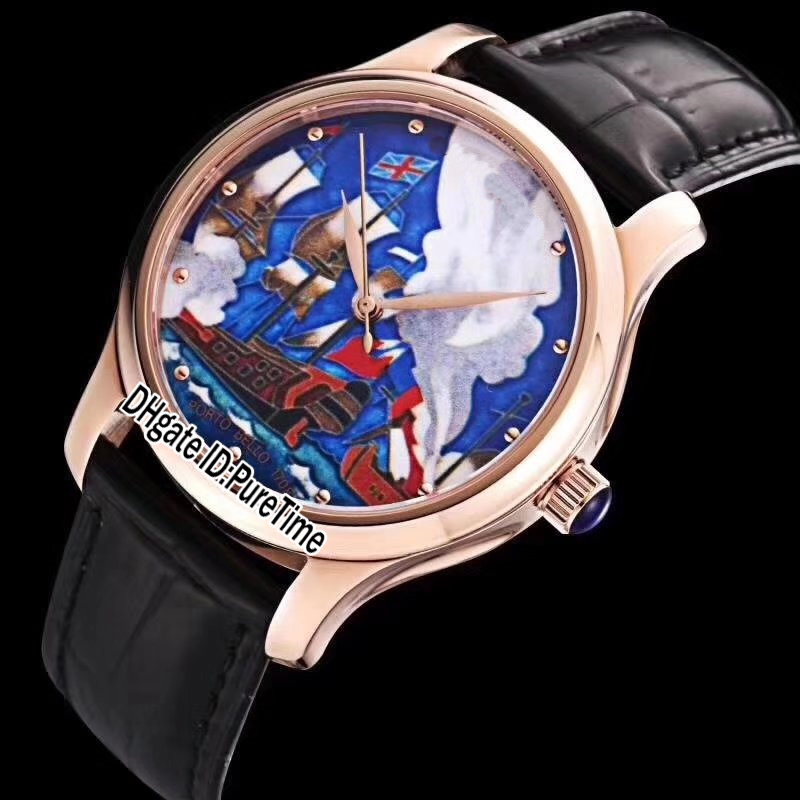 

New Classico 8150-111-2/BALT Pride Of Baltimore Miyota 821A Automatic Mens Watch Rose Gold Blue Pirate Ferry Dial Watches Leather UN-114, Un-a114a (3)