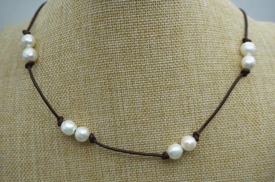 

Black Leather Pearl Jewellery,10mm Round Pearl Choker Necklace,White Freshwater Pearl Necklace,Birthday Wedding Women Party Gift 2018N16