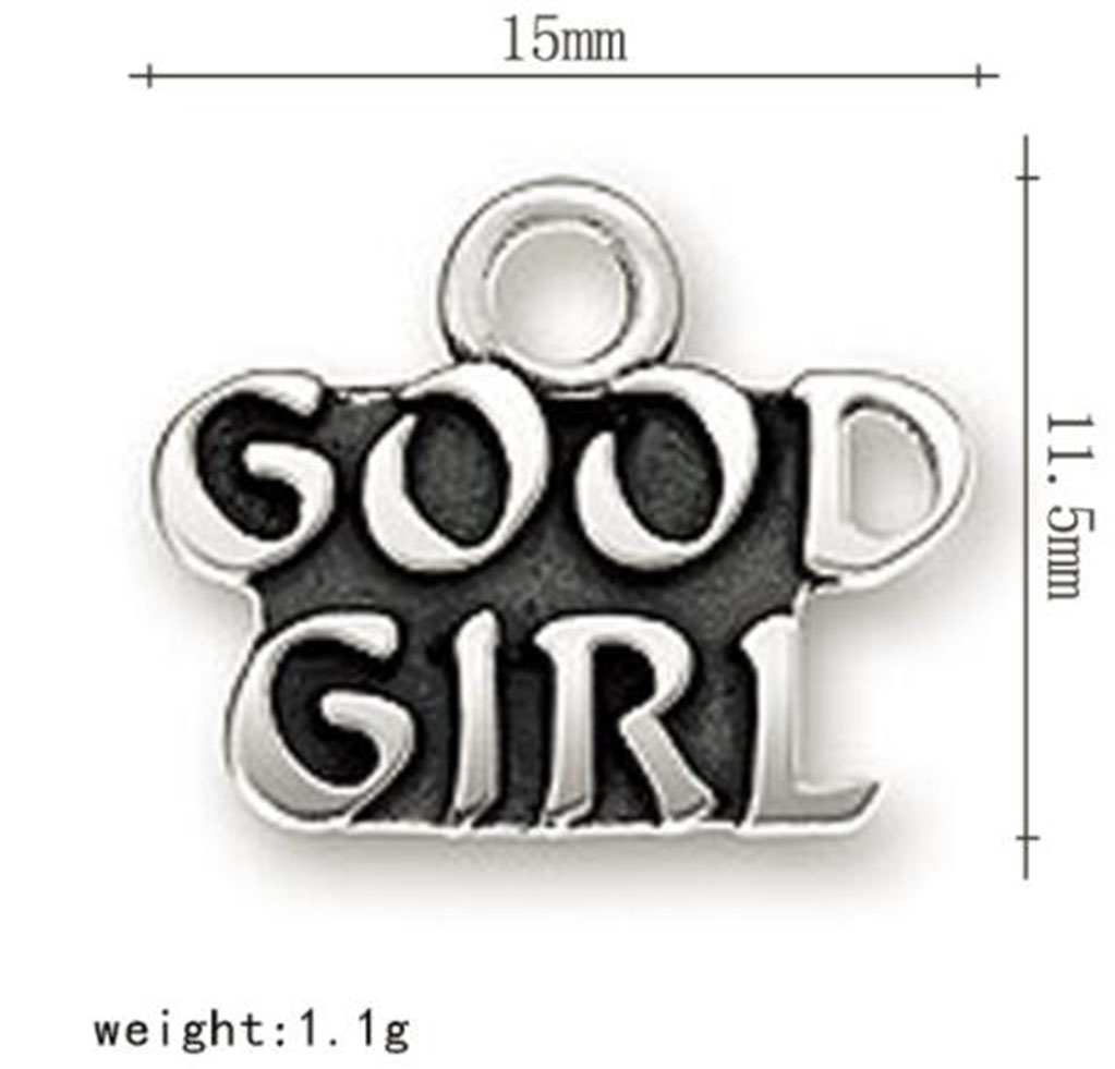 

2021 Says good girl word letters charm antique silver plated Other customized jewelry