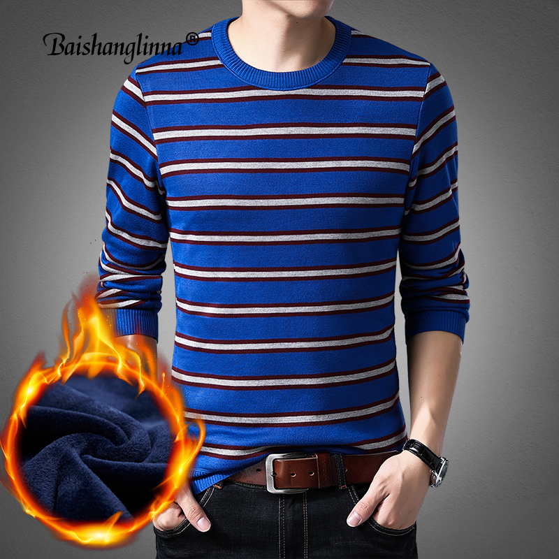 Baishanglinna Sweater Men Cashmere Pullover 2018 Winter Warm Sweater Mens Knitted wool Sweaters Pull Homme Cotton Pullover 18201