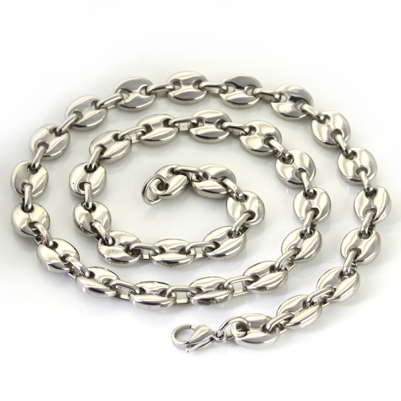 

9mm wide 18inch- 32 inch for choose Hip-Hop XMAS GIFTS Stainless Steel coffee beans Chain Necklace Mens Jewelry