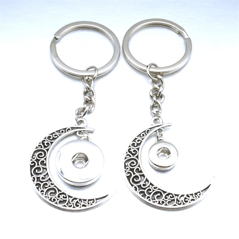 

NOOSA Snap Button Key chain Vintage Silver Moon Keyring DIY 12mm 18mm Snap Buttons Key chains Snap Jewelry Men
