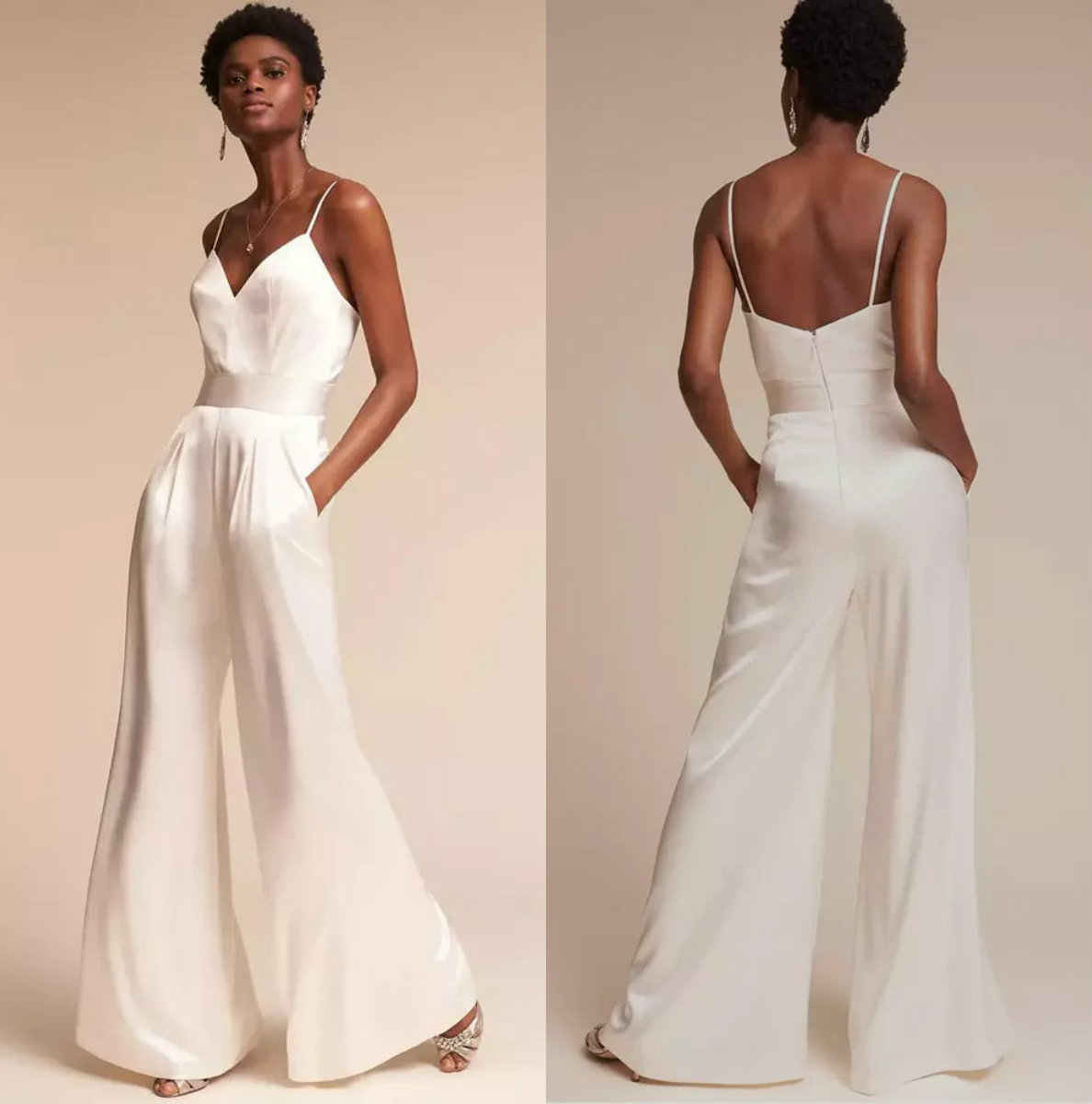 

Fashion White Spaghetti Strap Jumpsuits Prom Dresses V Neck Backless Pantsuit Celebrity Evening Gowns Plus Size Cocktail Party Dress, Orange