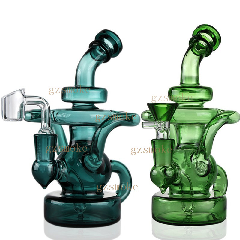 

Mini Glass Bongs Double Recycler Bong Vortex Water Pipe Glass Pipes Cyclone Oil Rigs Heady Dab Rig With Quartz Banger