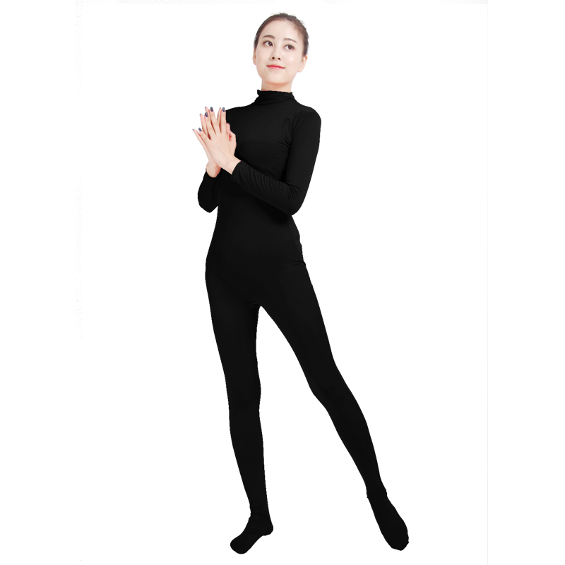 

Ensnovo Body Suits for Women Long Sleeve Turleneck Unitard Lycra Bodysuit Nylon Custom Skin Costumes Unisex Full Body Tights, White