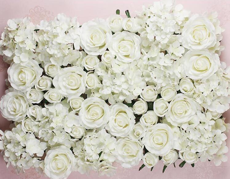 

Cream White Flower Wall Backdrops Silk Rose Hydrangea Peony Floral Wedding Background For Photography Backdrops 12cm Diameter 24 colors
