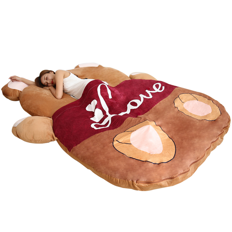 

Dorimytrader Kawaii Soft LOVE Bear Sleeping Bag Plush Cartoon Bears Beanbag Sleeping Bed Sofa Great Gift DY50234, Brown