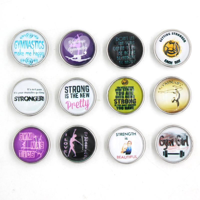 Livraison gratuite résultats de bijoux à bricoler soi-même, nouvelle arrivée Cabochon GYM Snaps, boutons de gymnastique pour Snap Bracelet collie