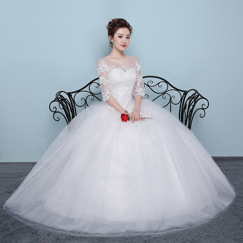 

New Arrival Vestido De Noiva 2018 Long Sleeve Wedding Dresses Tulle Lace Bride Dresses Wedding Gowns Vintage Wedding Dresses, White