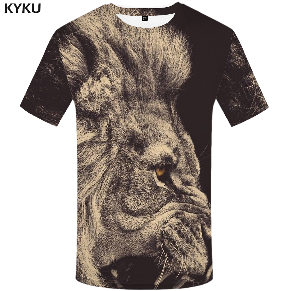 

KYKU Lion T shirt Animal Plus Size Design Clothes T-shirt Tshirt Clothing Men Mens Hip hop High Quality Homme, 3d t shirt 08