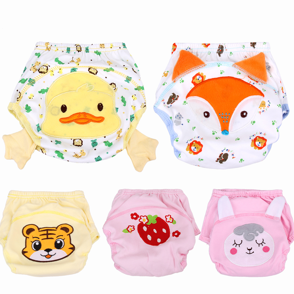 Super Soft Cotton Panties Briefs Boy Girls Baby Diaper Cover Nappies Kids Training Reusable Cartoon Nappy-image-431833636