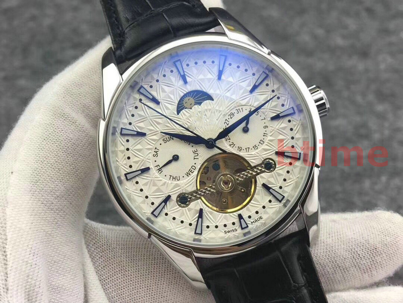 

2018 Mechanical Mens Fashion Tourbillon Watches Stainless Steel Movement Automatic Watch Leather Sport Self-Wind Wristwatches