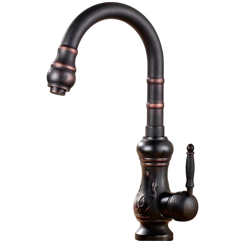 Basin Faucets Brass Antique Deck Mounted Kitchen Bathroom Sink taps single Handle Vintage Carving Mixer Tap-image-410969124
