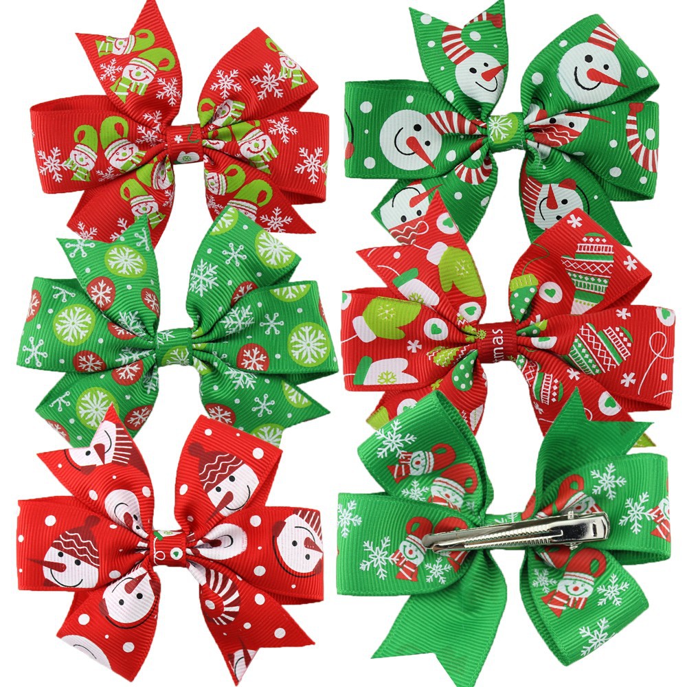 

Christmas gift baby girl ribbon bow hairclips hairpins kids hair clips