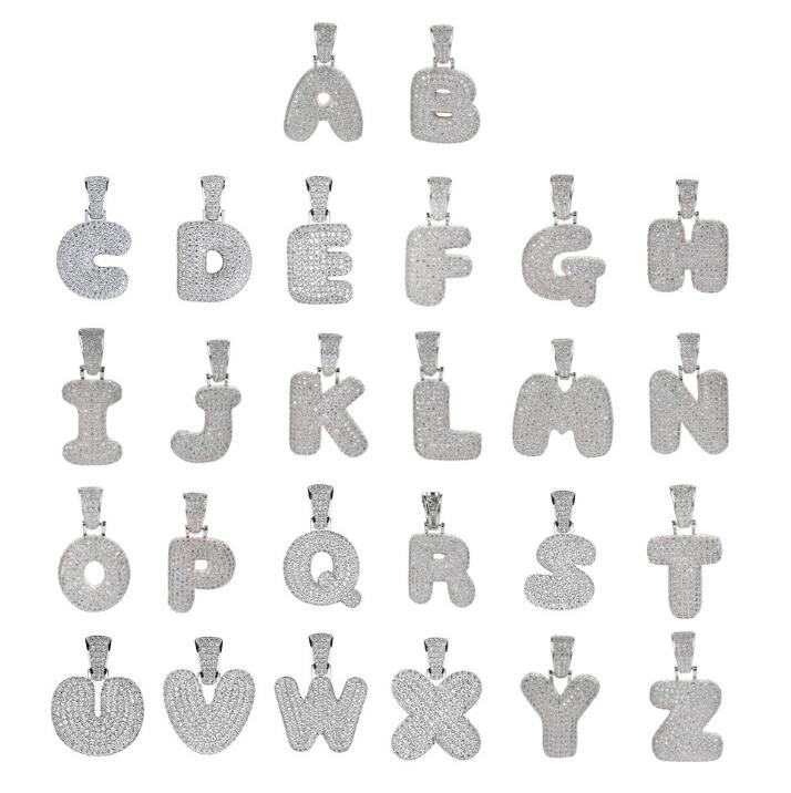

A-Z Letters Necklaces & Pendant Charm For Men Women Gold Silver Rose Gold Color Cubic Zirconia with Rope Chain Gifts