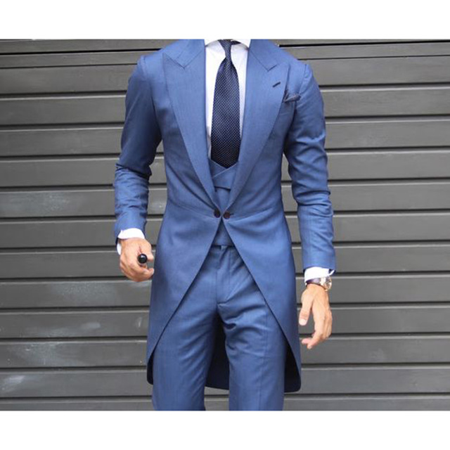 

2017 Latest Coat Pant Designs Blue Wedding Suits for Men Slim Fit 3 Piece Tuxedo Groom mens Suit Custom Prom Blazer Masculino, Black