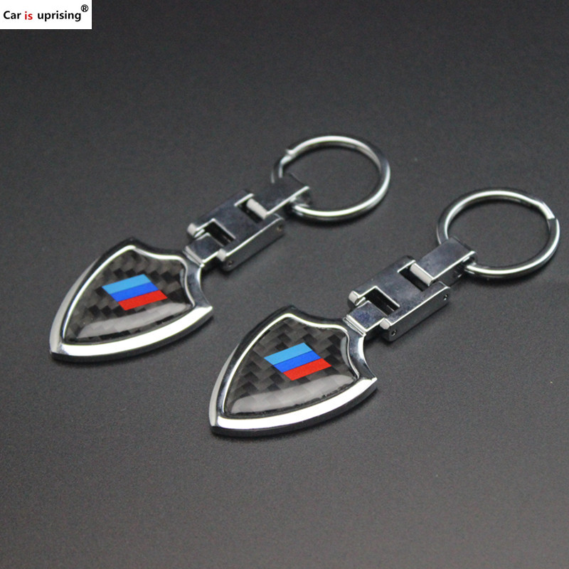 10pcs New carbon fibre Keychain Keyring for For BMW M Power 1 2 3 5 7 series X1 X3 X4 X5 X6 E90 F10 M1 M3 M5 F20 F30 Car Sticker