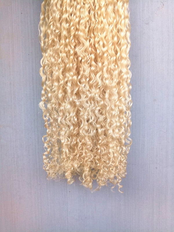 Genuine Brazilian Virgin Remy Dark Blonde Hair Extensions for Natural Look - Soft Double Drawn Kinky Curly Style-image-412024576