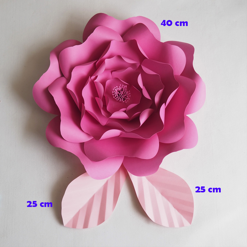 

Artificial Flowers 40CM + Leaves 25CM Fleurs Artificielles Backdrop DIY Giant Paper Flowers Leaves Wedding Decor Baby Shower, Flower40cm with leaves25cm