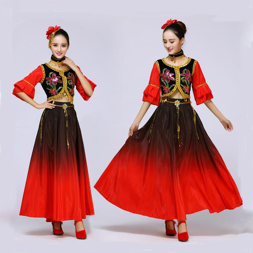 

Chinese folk dance costumes minority Xinjiang clothes national dance performance wear women's ethnic clothing fancy carnival dress
