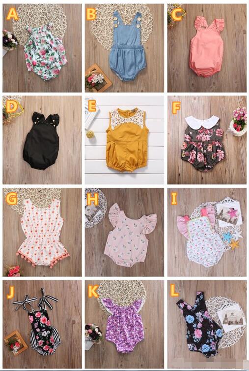 

2018 summer infant baby girls flower rompers animal onesies kids jumpsuit toddler bodysuit wholesale baby clothes boutique clothing 0-24M, Random send