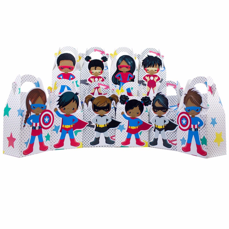 Girls And Boys African American Superhero Favor Candy Gift Box